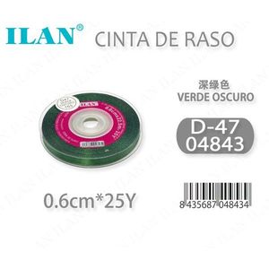 ริบบิ้นผ้าซาติน 0.6 ซม. 25 หลา สีเขียวเข้ม D-47 - Product Image 1