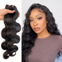 Extensions de cheveux naturels ondulés au crochet, effet plume invisible, légères et réutilisables pour femmes, noir naturel