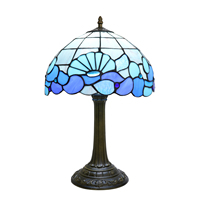   Lampe de table en verre teinté 12 pouces, style coquillage bleu, lampe de bureau pour la maison, le bureau, la chambre à coucher, le salon