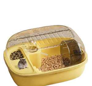 Jaula de Hámster Tipo Villa Lujosa y Grande con Diseño Floral, Caseta y Comedero de Plástico Ecológico, Portátil para Mascotas Pequeñas - Product Image 1