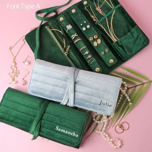 Pochette de voyage compacte en velours doux de luxe pour bijoux, idéale pour les cadeaux féminins - Product Image 1