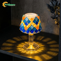 Kit de lampe de table en mosaïque acrylique DIY esthétique - Lampe de nuit moderne faite à la main avec base en cristal, décoration d'intérieur, cadeau créatif pour les loisirs