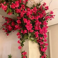 Vente en gros de fleurs artificielles suspendues en bougainvillier pour la décoration de plafond de mariage et de restaurant