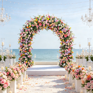Arco de Boda de Flores de Seda Personalizable en Tamaño y Color de DKB Wholesale, Flores Artificiales Duraderas Hechas a Mano y Ecológicas para Estructura Metálica - Product Image 1
