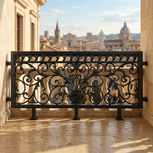 Rampe de balcon traditionnelle noire en fer forgé, balustrade décorative en métal pour villa, jardin, centre commercial - Product Image 2