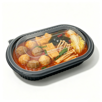 Boîte à lunch jetable en PP de qualité alimentaire pour la restauration, à emporter, utilisable au micro-ondes, 2 compartiments, anti-fuite, conteneur alimentaire en plastique