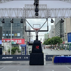 Fiba mở 3x3 nhiệm vụ nặng nề di động có thể điều chỉnh mùa xuân cân bằng hệ thống di chuyển bóng rổ đứng với kính cường lực backboard - Product Image 3