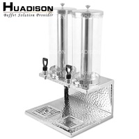 Distributeurs de jus élégants en acier inoxydable martelé Huadison Dubai Hotel Supplies, argentés, simples/doubles/triples, pour buffet