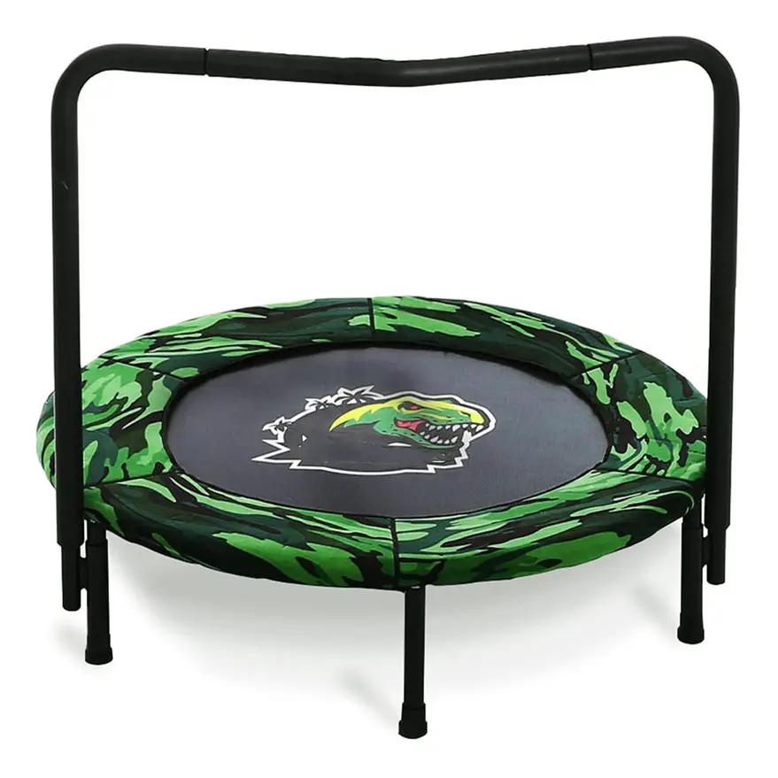 Gym equipment indoor durable 36 inch jumping kid small fitness trampoline withh andrail
