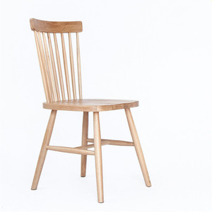 Chaise de salle à manger en bois massif, couleur chêne blanc naturel, style Windsor moderne et minimaliste, design ergonomique pour salle à manger et bureau - Product Image 1