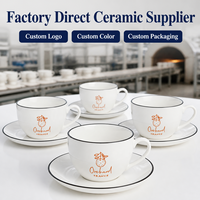 Vente en gros de tasses à café en céramique personnalisées avec logo, 90, 150, 220, 300 ml, pour cappuccino, expresso, latte, avec soucoupe, pour café, restaurant, maison