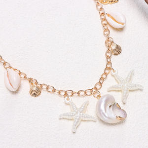 Bolso de Mano Media Luna con Cadena de Conchas de Estrella de Mar, Estilo Vacacional, Bolso para Mujer - Product Image 4