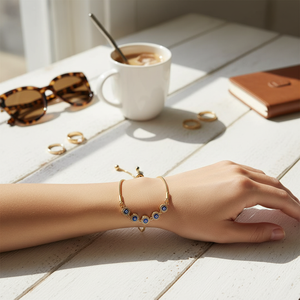 สร้อยข้อมือแฟชั่นทองเหลืองแท้มีเสน่ห์ - Product Image 3