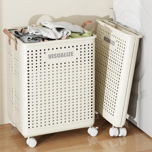 Panier à linge pliable avec roulettes, grande capacité, <span class=keywords><strong>bac</strong></span> à linge roulant, <span class=keywords><strong>bac</strong></span> de rangement portable pour salle de bain, chambre à coucher, maison, hôtel - Product Image 2