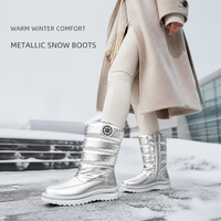 Bottes de neige mi-mollet pour femmes, imperméables, matelassées, en tissu, bottes d'hiver, semelle en caoutchouc antidérapante, fermeture éclair intérieure, logo personnalisé, boîte