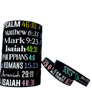 Psaume 139:14 Jérémie 33:3 Philippiens 4:13 Éphésiens 6:10 Bracelet en Silicone Christian Bible Verset Bracelet Taille Adulte - Product Image 2