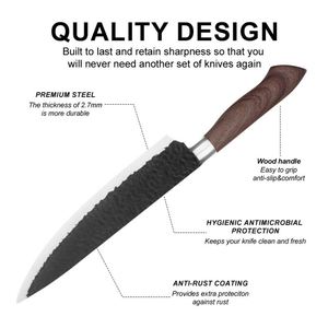 Juego de 6 Cuchillos de Cocina de Acero Inoxidable con Mango con Patrón de Grano de Madera, Herramienta de Corte y Pelado, Tijeras, Venta Caliente - Product Image 3