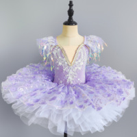 Robe de ballet pour filles, costume de scène avec paillettes et franges, petit cygne, costume d'assemblée et de chœur, tutus de danse pas chers