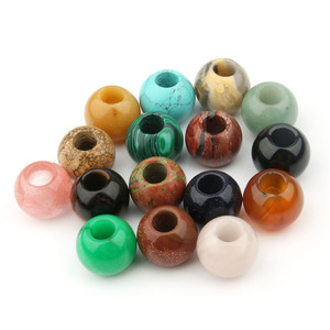 Perles de pierres précieuses à grand trou en quartz rose, jaspe <span class=keywords><strong>rouge</strong></span> et <span class=keywords><strong>agate</strong></span>, 10mm, 12mm, 14mm, 16mm, pour la création de bijoux - Product Image 1