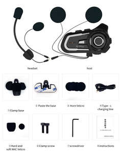 Nouveau casque de moto Europhone ABS compatible Siri pour casque audio, son <span class=keywords><strong>Hi</strong></span>-<span class=keywords><strong>Fi</strong></span> étanche, interphone sans fil - Product Image 6