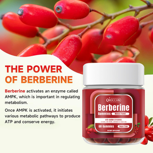 Berberine Gummies-berberine HCl เสริมกับ ceylon อบเชย, ขมิ้น, นมหนาม, อาติโช๊ค-หมากฝรั่งเพื่อสุขภาพปราศจากน้ำตาล - Product Image 2