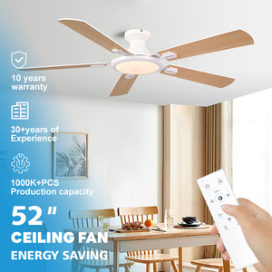 52 Inch 5 Blades DC Motor Remote Control Led <strong>Ceiling</strong> <strong>Fan</strong> with Light for Indoor Living Room <strong>Bedroom</strong> Living Room - Product Image 1