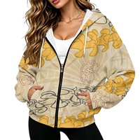 Sweat à capuche d'hiver pour femme en tricot gaufré Palaka (impression personnalisée disponible) à épaules tombantes et fermeture éclair (matériaux écologiques)
