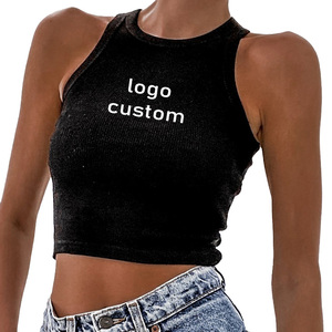 <span class=keywords><strong>Canotta</strong></span> da donna Sexy senza maniche con Logo personalizzato <span class=keywords><strong>a</strong></span> costine in tinta unita con Logo personalizzato - Product Image 6