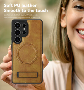 Étui de téléphone en cuir PU magnétique de luxe pour <span class=keywords><strong>Samsung</strong></span> <span class=keywords><strong>Galaxy</strong></span> S25 <span class=keywords><strong>Ultra</strong></span> S24 S23 <span class=keywords><strong>S22</strong></span> Plus, antichoc, avec support de charge sans fil - Product Image 4