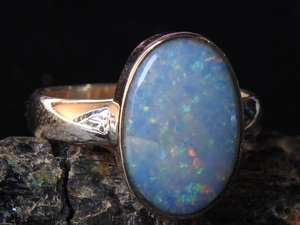 Australian <b>Opal</b> Bezel Setting Prong <b>Ring</b> 925 Sterling <b>Silver</b> Multi Fire October Birthstone Mens Doublets 7.75 US Size Handmade - Product Image 6
