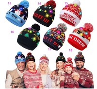Maßgefertigte 2026 LED-Weihnachtsmütze Dekorationszubehör Beleuchtete Weihnachtsmann-Strickmütze Weihnachtsgeschenk-Mütze für Kinder und Erwachsene