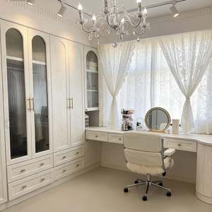 Tocador Moderno Estilo Francés Color Crema Personalizado BALOM, Armario Integrado de Madera con Tocador de Maquillaje - Product Image 4