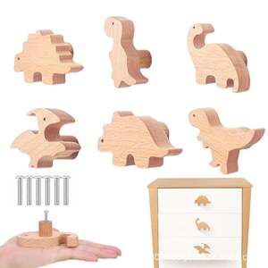 Wooden Dinosaur Wall Hooks Natural Color Eco-Friendly Solid Wood <strong>Childrens</strong> Room Coat <strong>Hanger</strong> For Boy Girl - Product Image 5