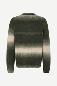 Suéter Verde Crema con Rayas Ombre para Hombre, Jersey de Punto Suave con Cuello Redondo - Product Image 4