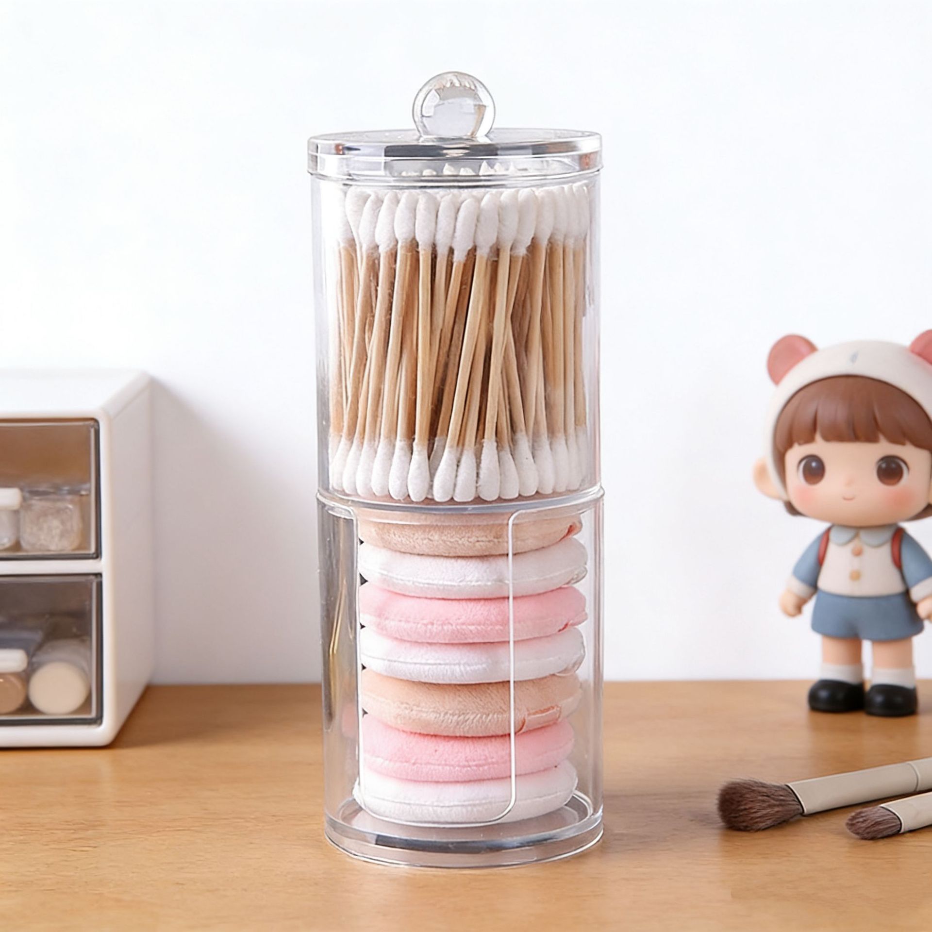 Ensemble de contenants pour cotons-tiges double épaisseur.