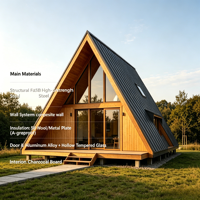 Maison en bois moderne avec façade en verre élégante, maison modulaire pliable en conteneur, 39m, couleur personnalisée pour hôtel, plage, montagne