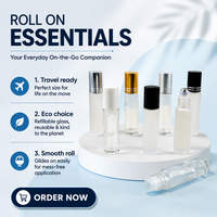 Bouteille en verre givré transparente de luxe vide pour huiles essentielles, flacon roll-on 10 ml, imprimable sérigraphié, vente en gros