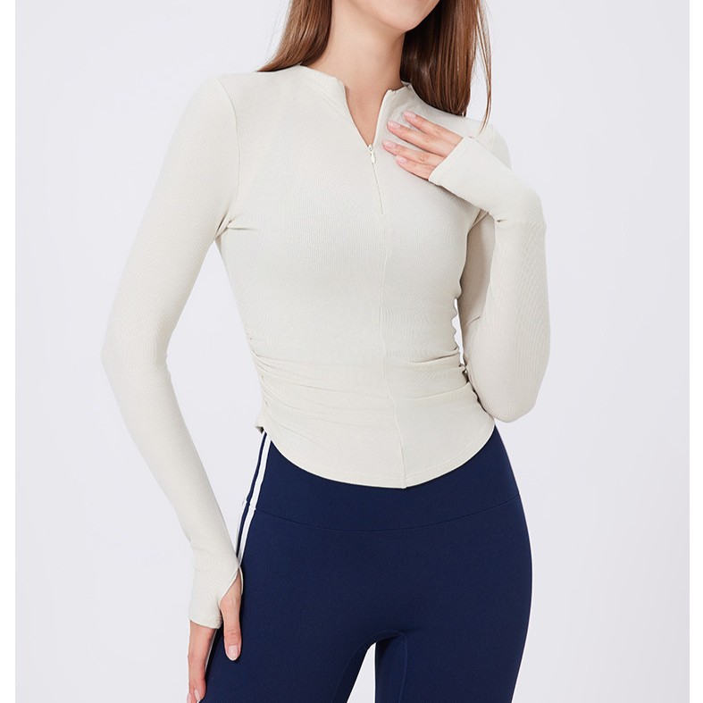 Custom Women Stand Collar Half Zip Long Sleeve Activewear Top Quick Dry Moisture-Wicking Gym Yoga Fitness Athletic Wear