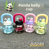 Botella de Agua con Pajita de Dibujos Animados, Gran Capacidad, Resistente al Calor, Portátil para Gimnasio y Actividades al Aire Libre, Botella de Agua de Viaje de 800 ml