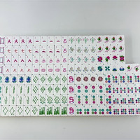 Ubin Mahjong Amerika Modern Berukir 160PCS Mewah 4-Lapisan 32mm Set Akrilik Merah Hijau Poker Portabel Tahan Lama Pengiriman Gudang