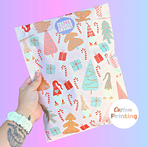 مغلف بريد بولي كريسماس لطيف مطبوع حسب الطلب ، هولي سانتا إيلك ، مغلف شحن ، لتعبئة ديكورات العطلات - Product Image 1