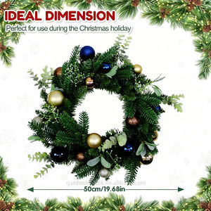 Corona Navideña Ecológica Moderna de 50 cm, Color Verde, con Adornos Decorativos para Puerta, Ventana, Hogar y Fiestas - Product Image 2