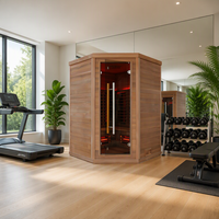 Sauna de loisirs pour usage domestique, 4-5 personnes, sauna infrarouge à spectre complet avec design d'angle en bois de cèdre rouge massif, respectueux de l'environnement