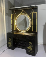 Station de coiffure moderne de luxe double face avec miroir et armoire pour salon