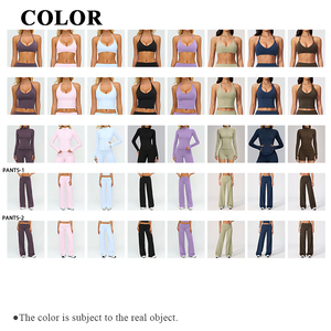 Vêtements de sport pour femmes sur mesure OEM, vêtements de fitness, soutien-gorge de sport à bretelles, débardeur, veste à fermeture éclair intégrale, leggings évasés qui rehaussent les fesses, ensembles de yoga - Product Image 3