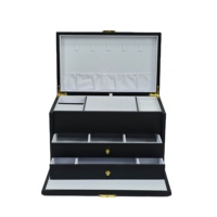 Vente en gros : Organisateur de rangement personnalisé en cuir PU à grande capacité avec deux tiroirs, design rectangulaire en bois fait main pour bagues et boucles d'oreilles
