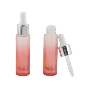 Factory Custom Round Cosmetic Frosted 15ml Face Hair Body Oil Glass Dropper Bottle