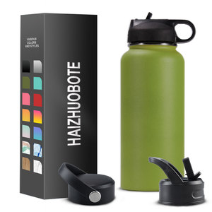 Insulated Water Bottle Stainless Steel Double Wall Insulated Hammer Biodegradable Straw Gradient Drinking Water Bottle Keeps Water Cold For 24 Hours