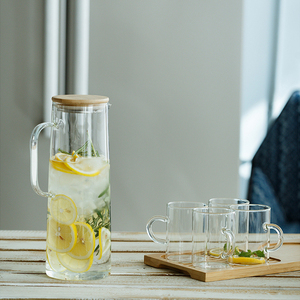 1.4L Pichet D'<span class=keywords><strong>eau</strong></span> Froide/<span class=keywords><strong>Carafe</strong></span>/Cruche de <span class=keywords><strong>Filtre</strong></span> À <span class=keywords><strong>Eau</strong></span> Pichet En Verre Avec Couvercle En Bambou - Product Image 5