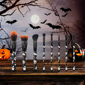 Set regalo di Halloween di Halloween trucco o scherzetto kit per il trucco 8 pz set di pennelli per il trucco nero con borsa - Product Image 1